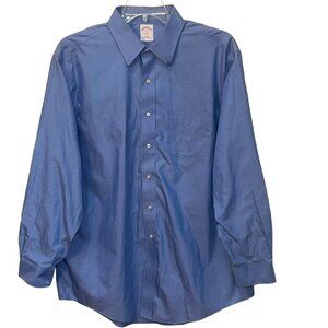 Brooks Brothers Blue Button Up Collar Dress Shirt Cotton Size 17-4/5 Work Office